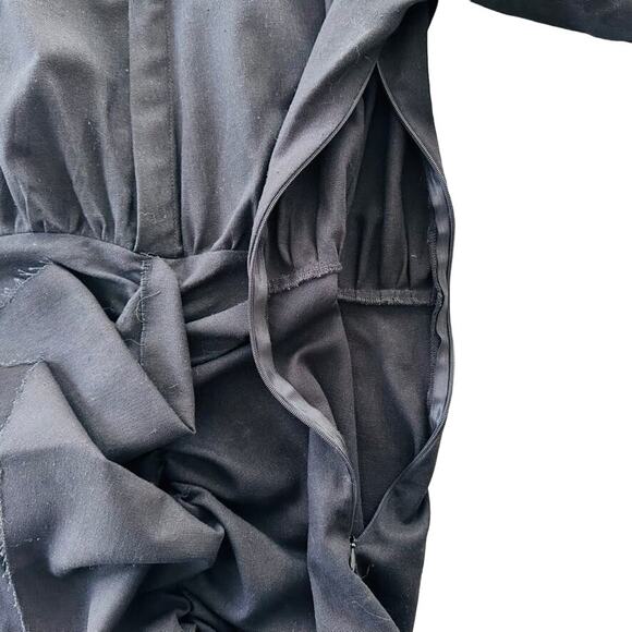 Rayana Bacha Ipanema Mini Dress Black Size 36 NEW Long Sleeve Draped Front - Picture 7 of 9